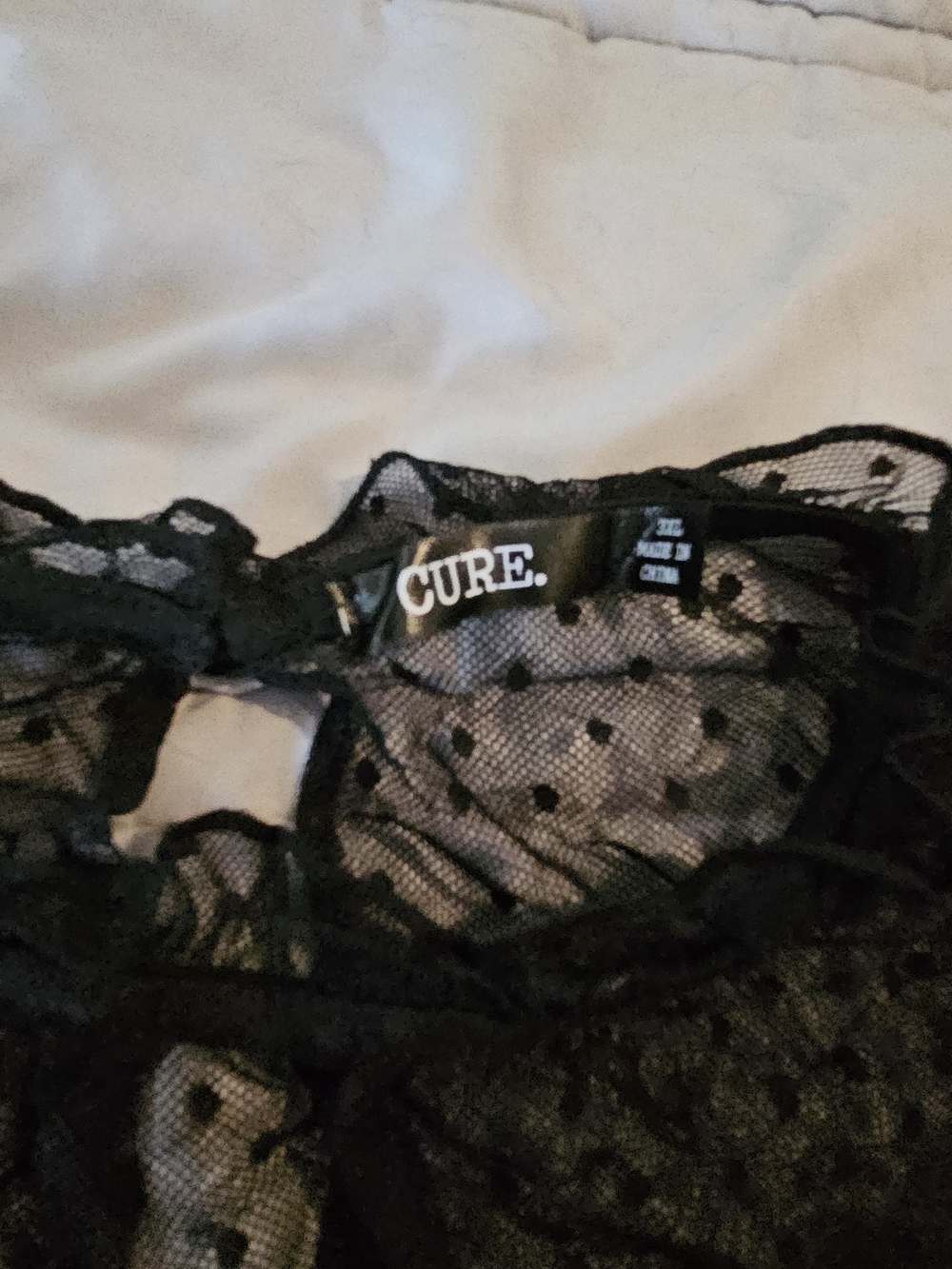 Women’s Black Sheer Lace Polka Dot Sleepwear Top
